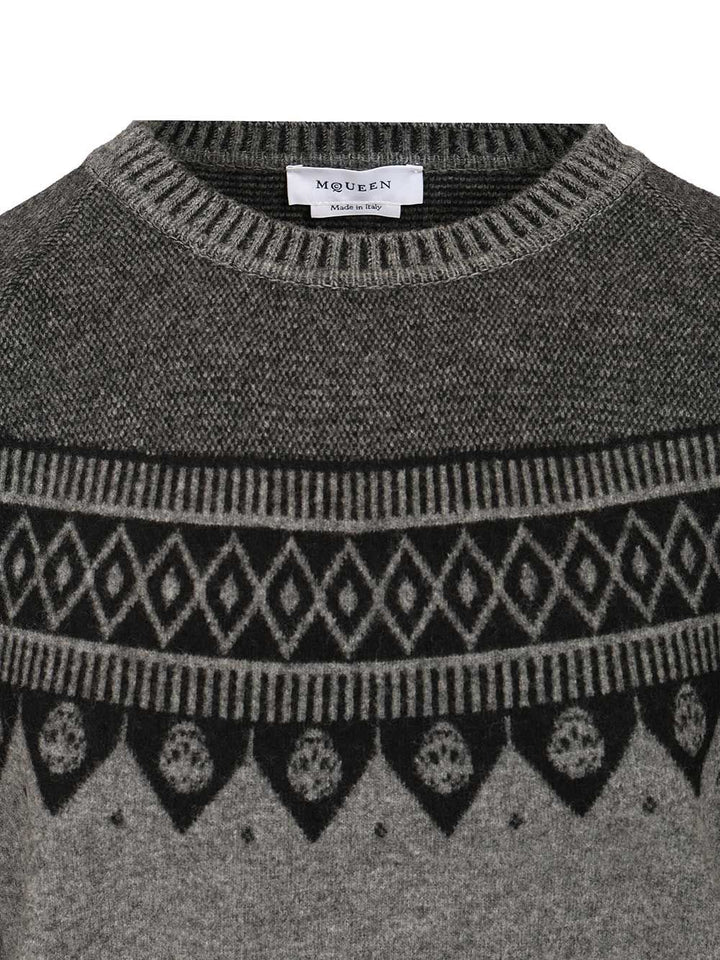 Mcqueen Sweater With Skulls Knitwear - Grey | fff9fc1bac7177a4c33dfd08d0c0da5eb8949c82