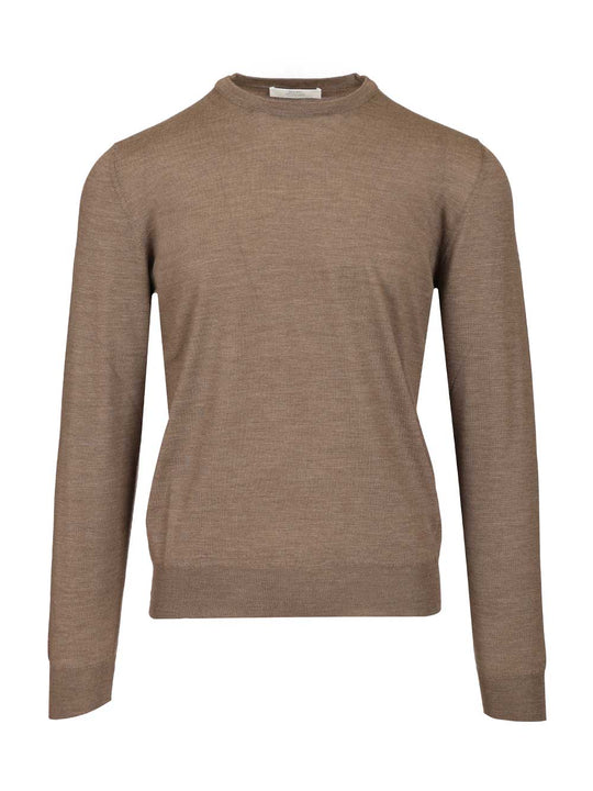 Crew Neck Sweater Knitwear Beige