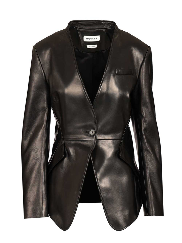 Mcqueen Tailored Leather Jacket Giacche - Nero | a2c9d9271cda0968155d242645b98a07a390ccbc
