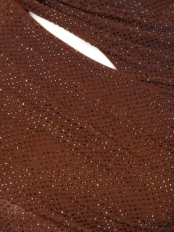 Self-Portrait Rhinestone Knit Top Top - Marrone | f3c83da9623c5441f2e8697091a50d136138368c