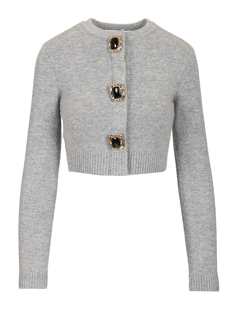 Self-Portrait Wool Cardigan Knitwear - Grey | d87f7cd1944d8f01979c404b289410005e60ef65