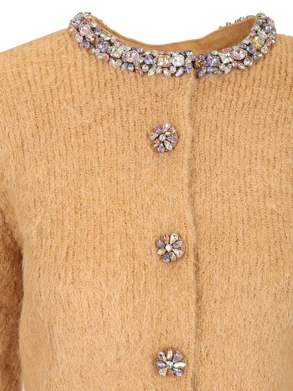 Self-Portrait Alpaca Cardigan Knitwear - Marrone | f80874fae780c98970d9021eb5535bdbaa95e6fa