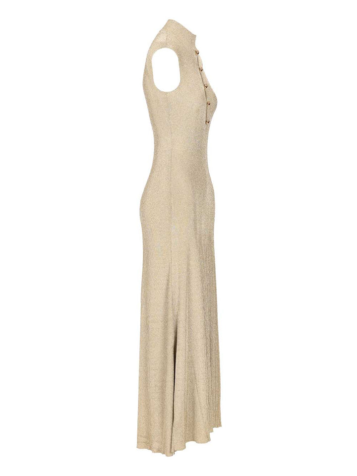 Self-Portrait Long Knitted Dress Abiti - Oro | 915517955f8351899fc722821b71f228fc296058