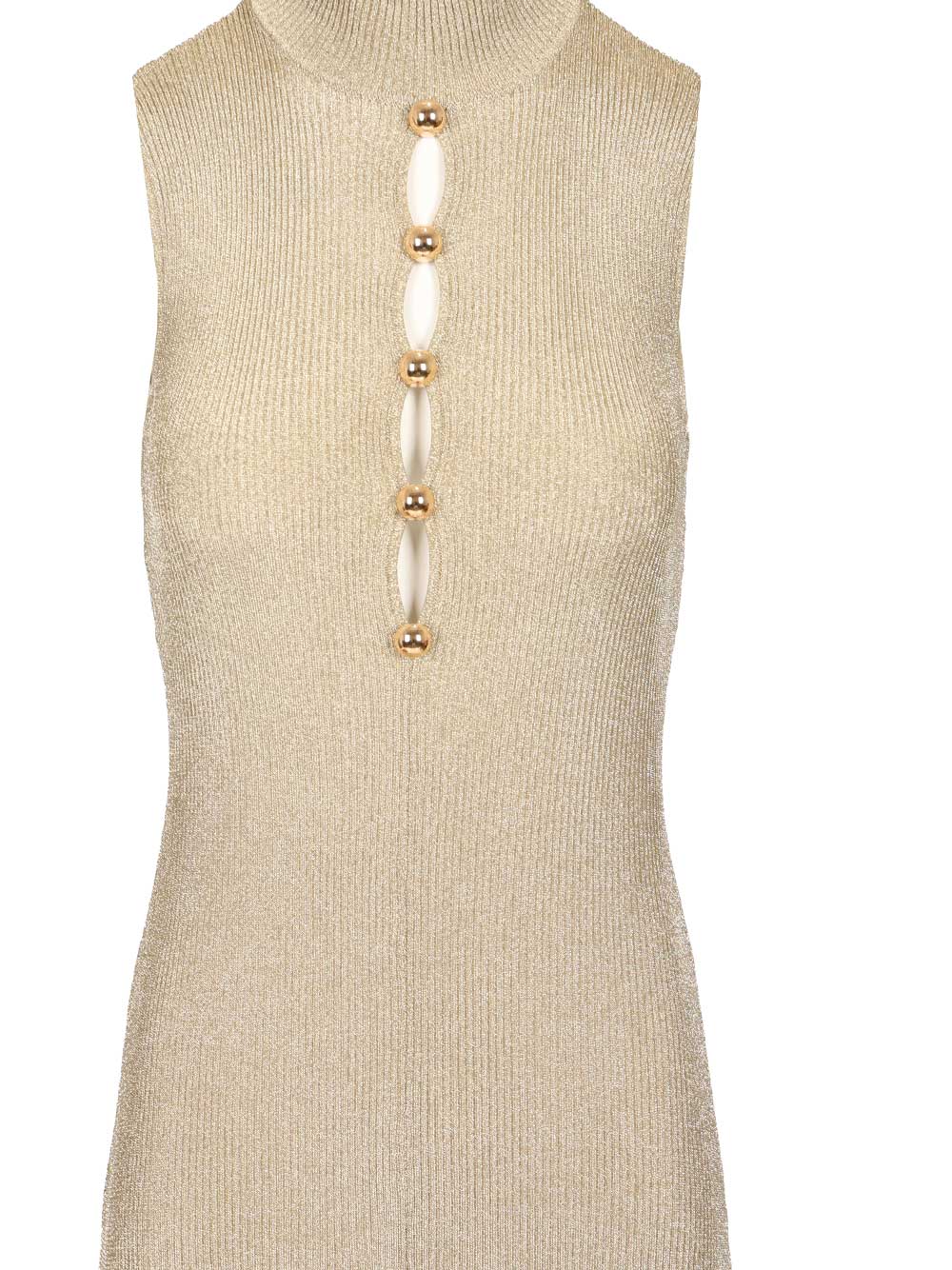 Self-Portrait Long Knitted Dress Abiti - Oro | 98a06918466354a19f2e27bd420a2c34d25a66e0