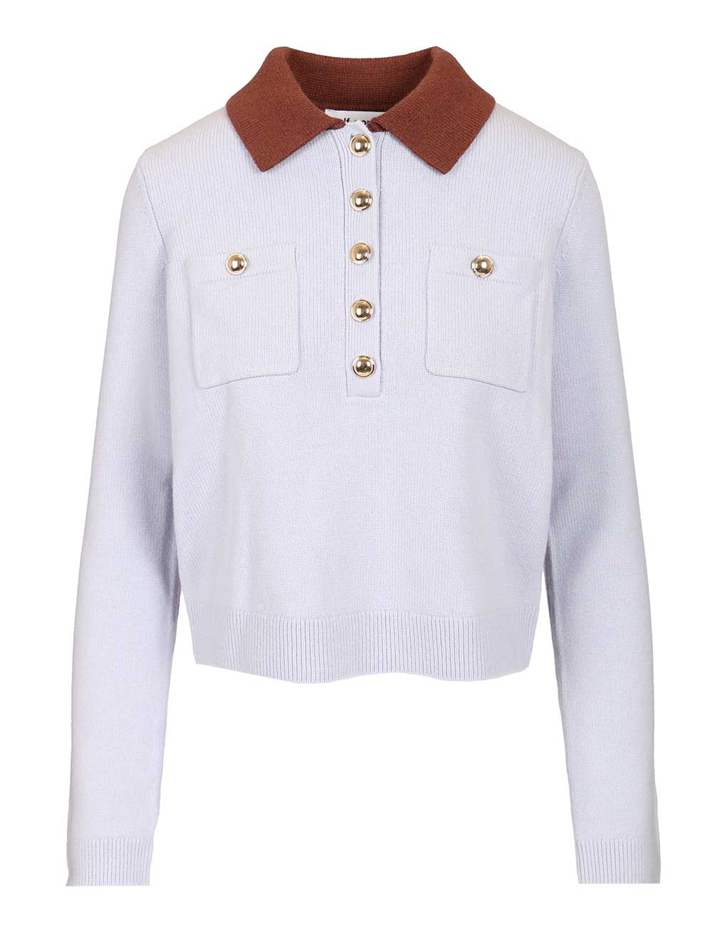 Self-Portrait Contrast Collar Jumper Top - Blu | 2146437c7332b0421729ac3731c06ce1e6b7d276