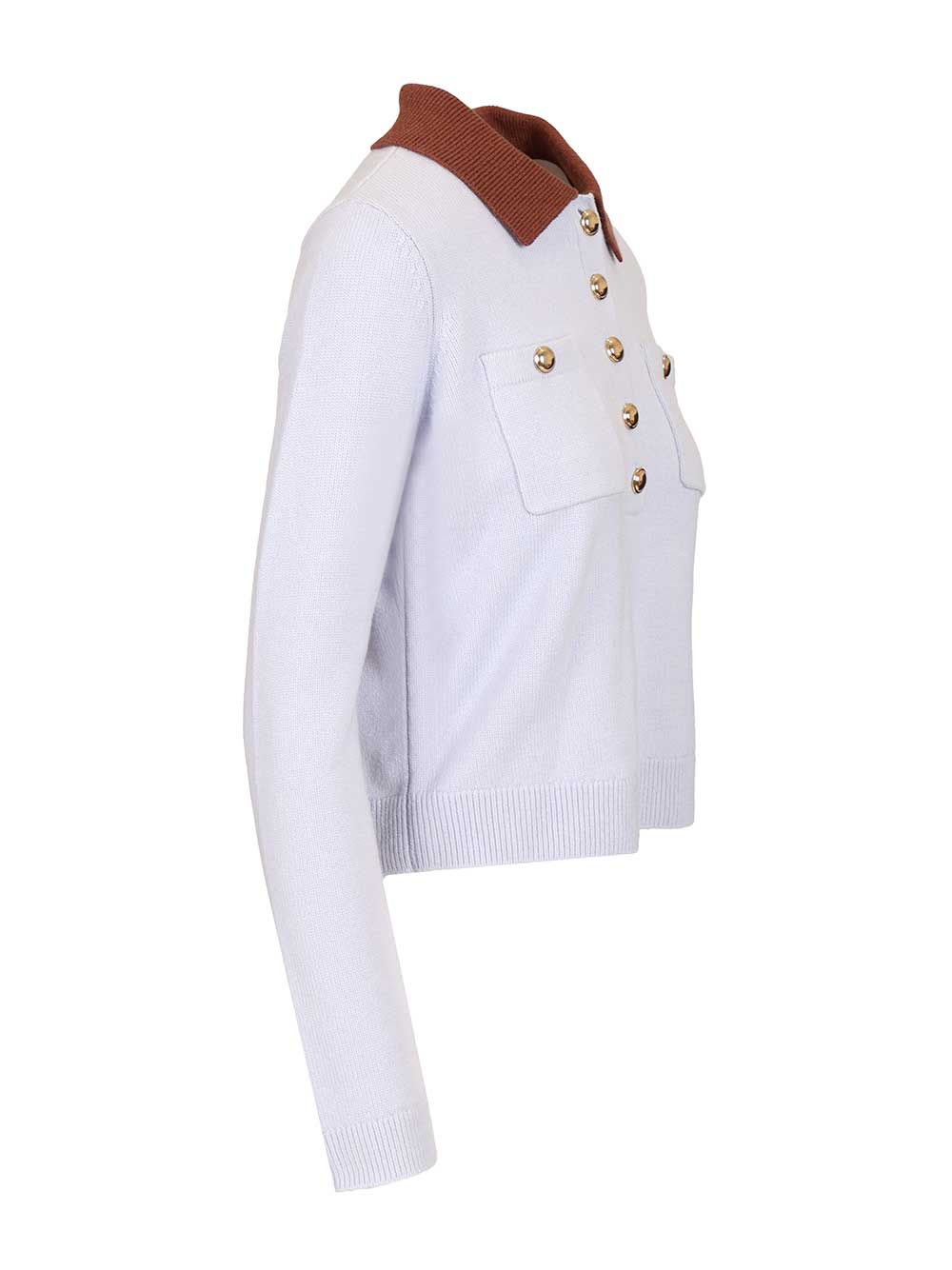 Self-Portrait Contrast Collar Jumper Top - Blu | 4982b257def8805ea13ee806feae67cffd6a126b