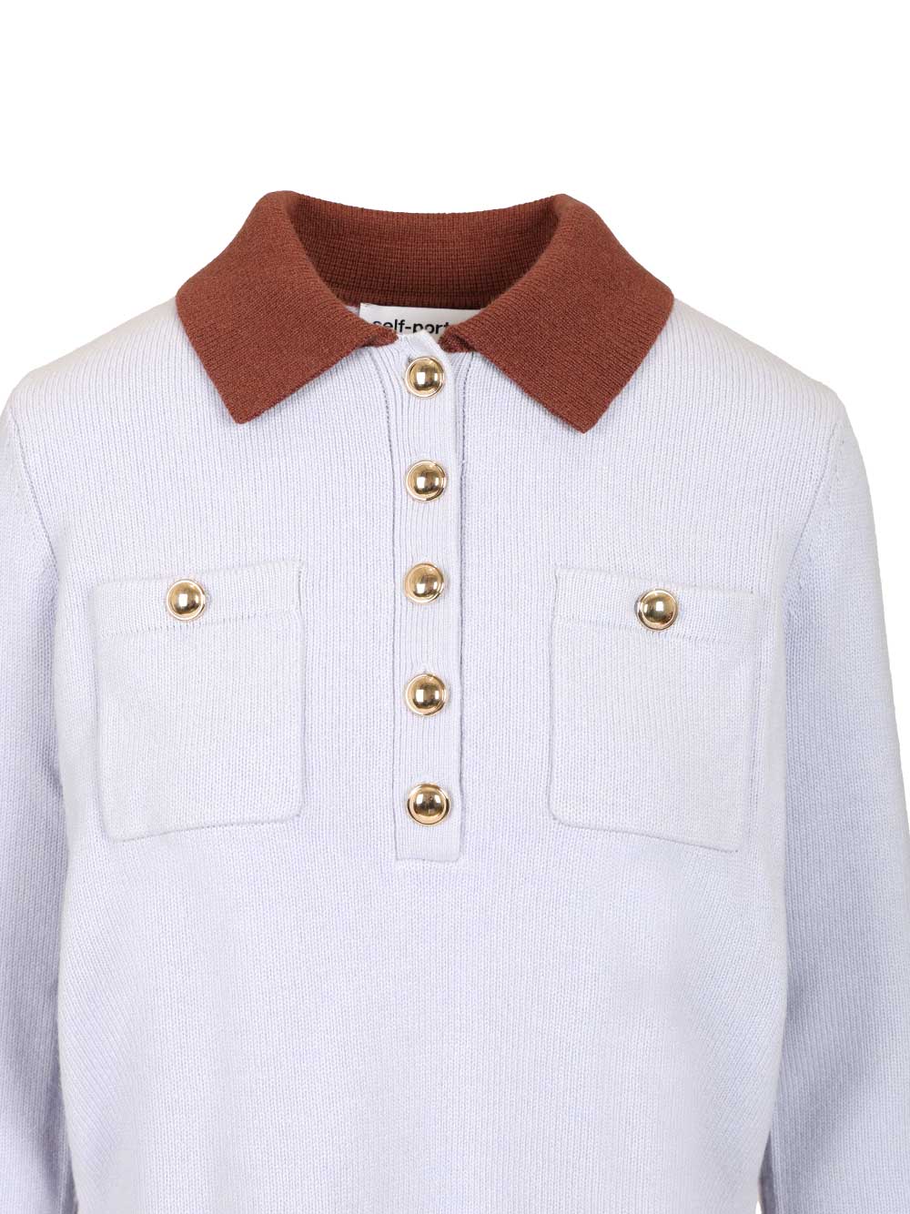 Self-Portrait Contrast Collar Jumper Top - Blu | 3b4fd55474bb1353504cc71a4d464edea4191aa1