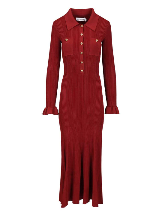 Ribbed Knit Midi Dress Abiti Bordeaux