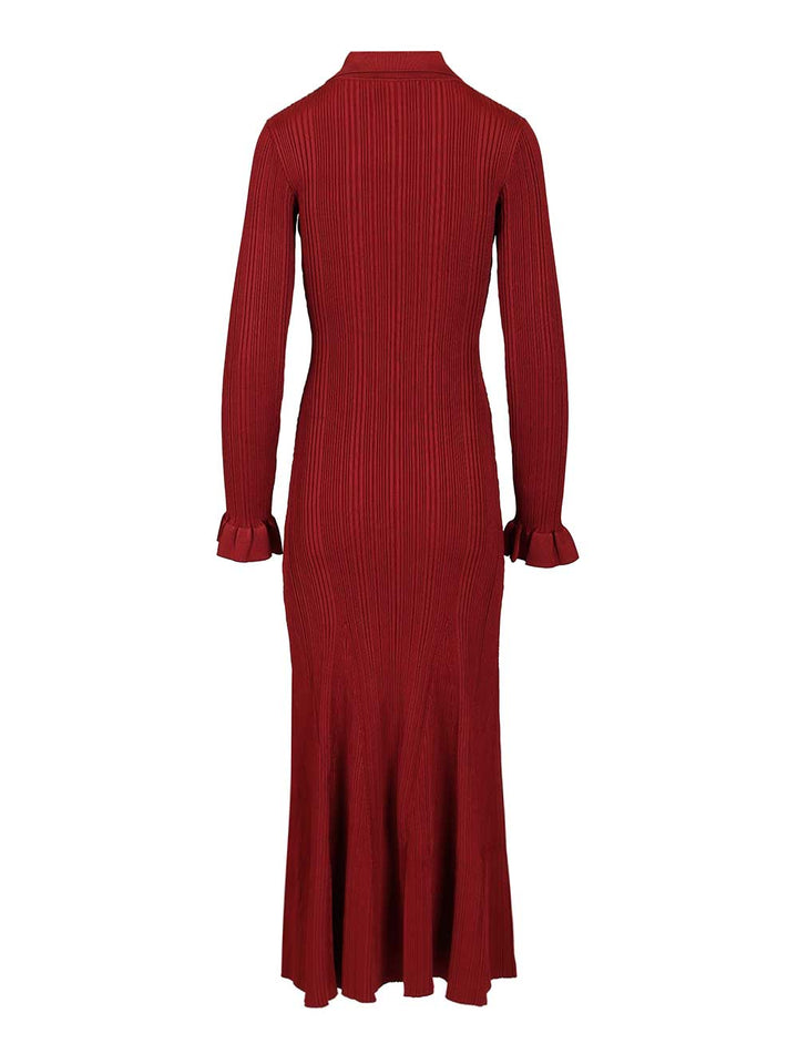 Self-Portrait Ribbed Knit Midi Dress Abiti - Bordeaux | ff32c935e8e8cdedb0a7034d1569fe46002d7642