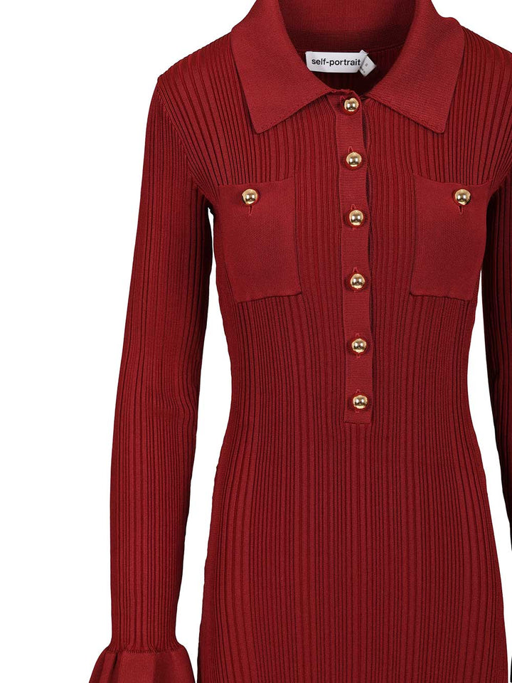Self-Portrait Ribbed Knit Midi Dress Abiti - Bordeaux | 1a985d94eb031fdc76535ae88d171f94c08b6dfe