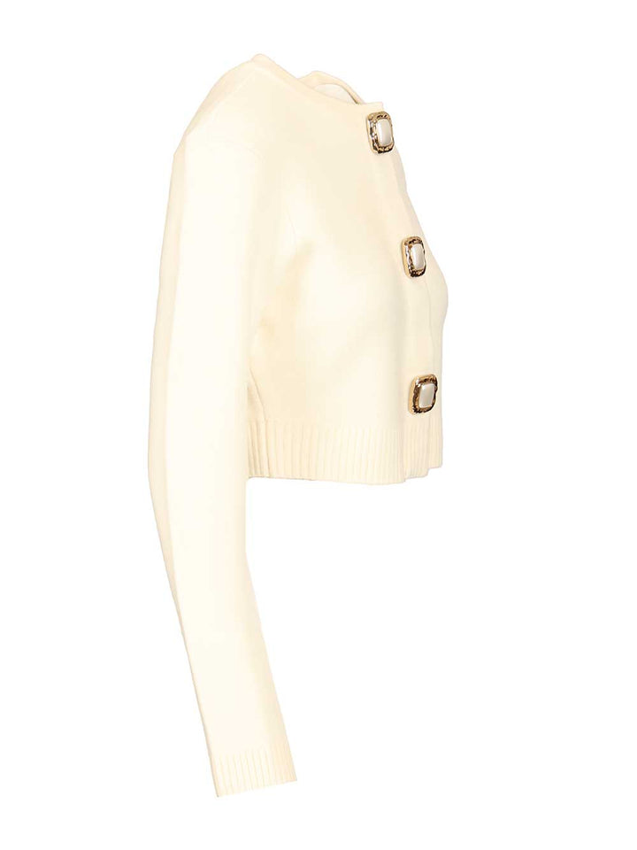 Self-Portrait Wool Cardigan Knitwear - Bianco | 1cc845335460fe83713bda32618f9e66aceb7f12