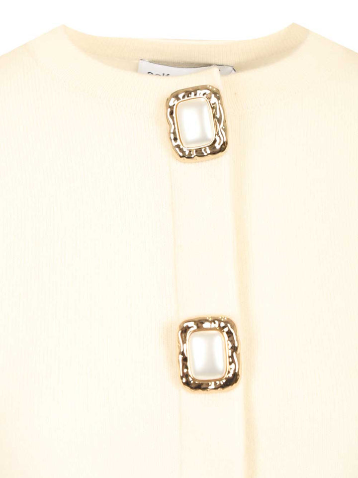 Self-Portrait Wool Cardigan Knitwear - Bianco | 39290492586a4bcc303414af00b00d86553c98c0