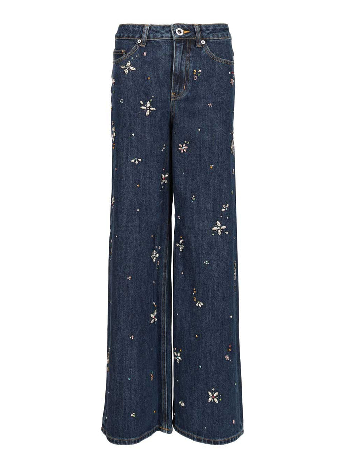 Self-Portrait Wide Leg Denim Jeans - Blu | cea38202517e7e71b5a5e98bf469d5b7cb4e04e1