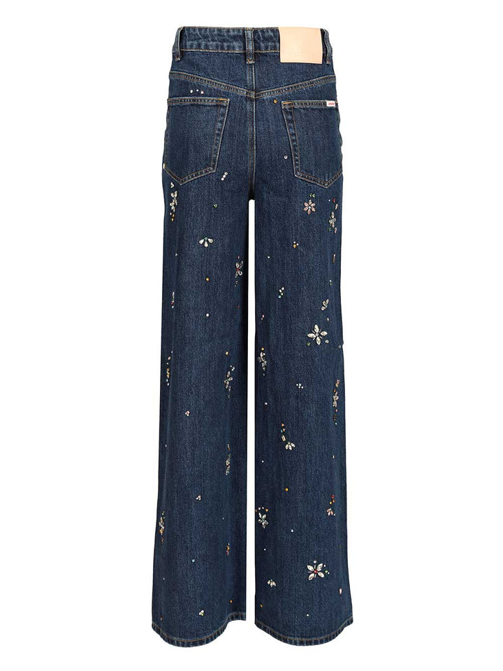 Self-Portrait Wide Leg Denim Jeans - Blu | 72b06878fcd440b2d1663377f09794163c35ee9c