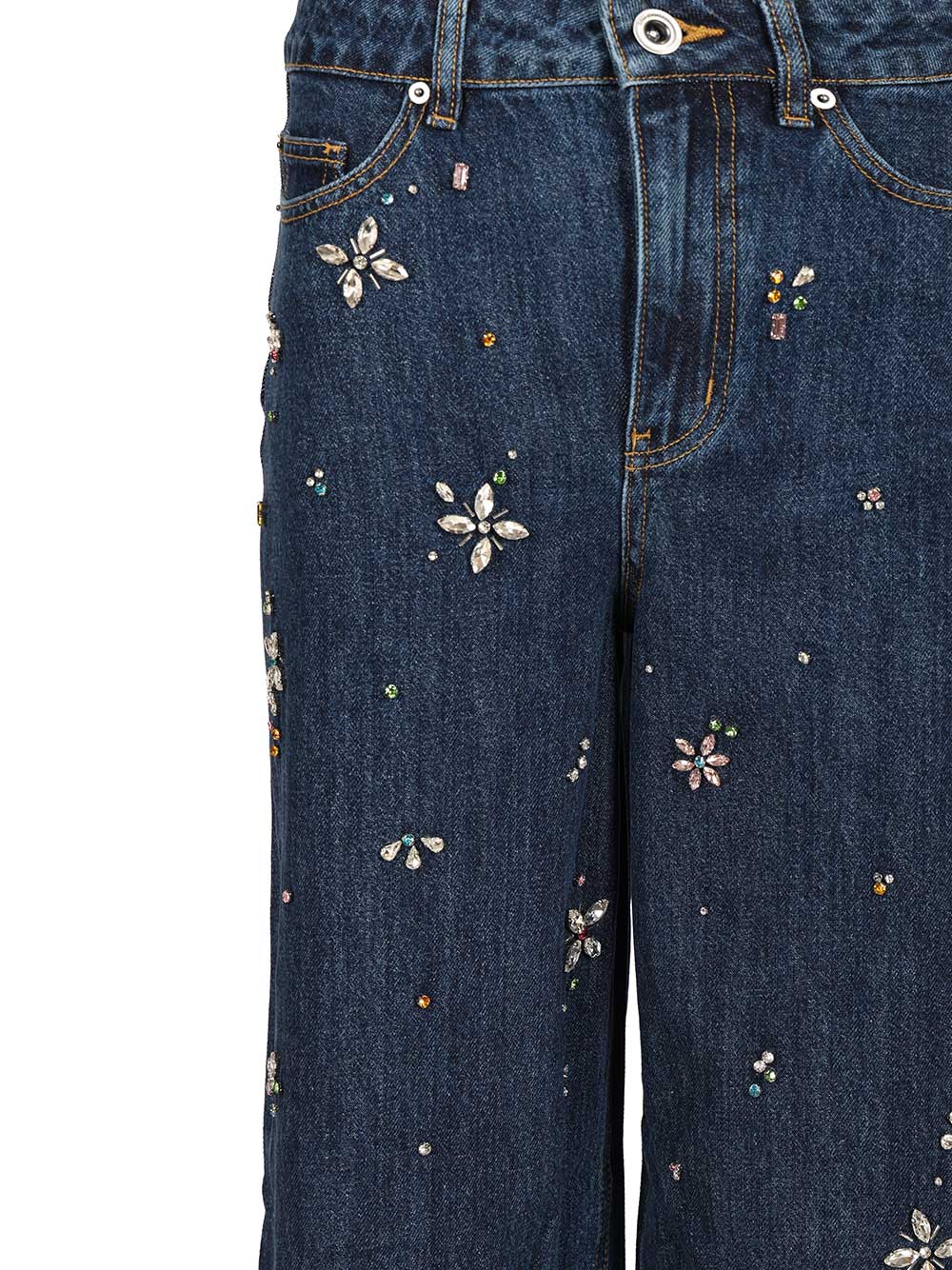 Self-Portrait Wide Leg Denim Jeans - Blu | 402599fd09fd1bb50f04fb62845d922dab7da4ea