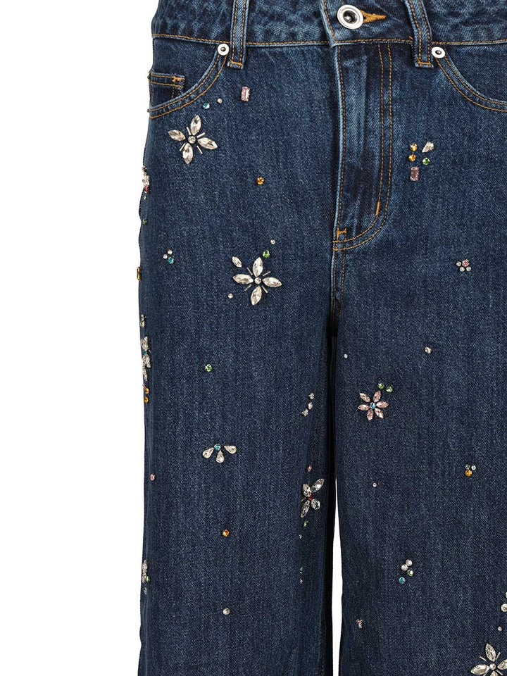Self-Portrait Wide Leg Denim Jeans - Blu | 402599fd09fd1bb50f04fb62845d922dab7da4ea