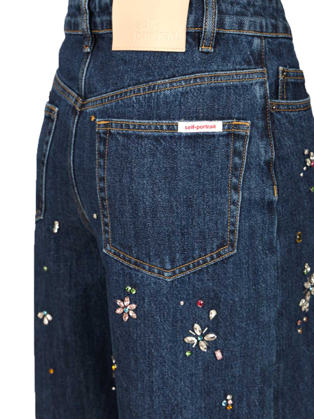 Self-Portrait Wide Leg Denim Jeans - Blu | 9cbb8ab6f423cb1692598af814a759ae6da62e6f