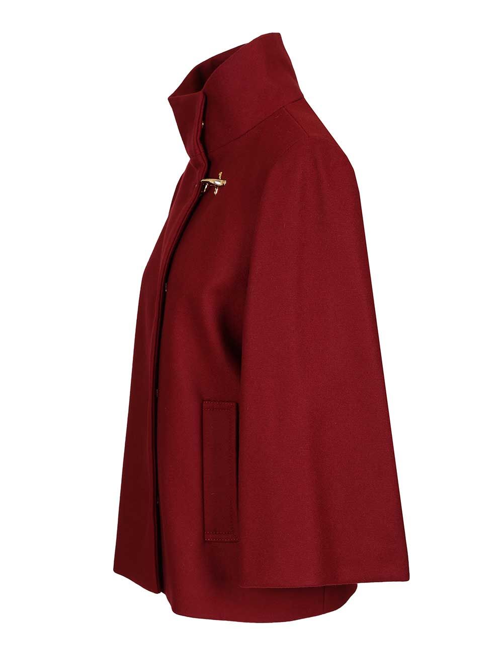 Fay Wool Cape Coats - Rosso | 67db7493513871919fdf99c70929c1486d45e509