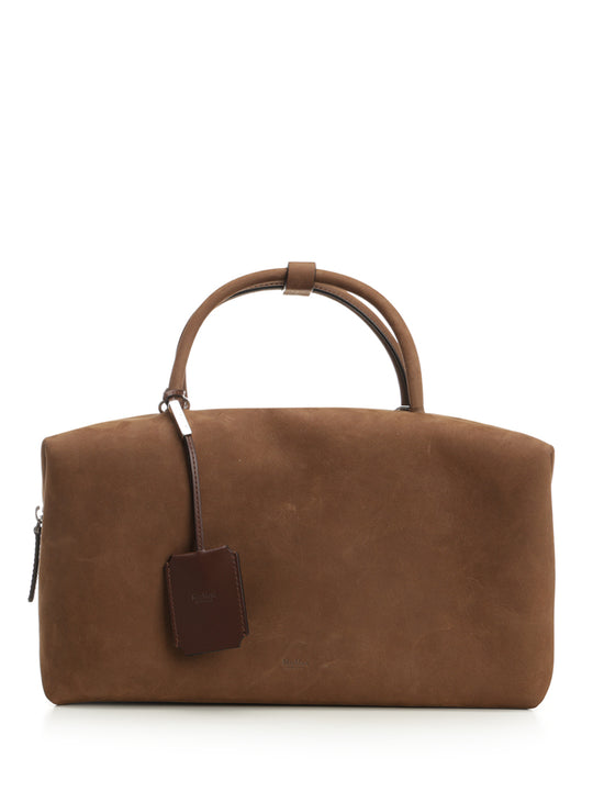 Large Nubuck Leather Satchel Bag Handbags Marrone