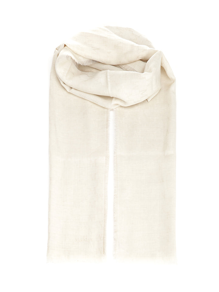 Max Mara Monogram Wool Stole Scarves And Foulards - Bianco | 8183ed0282aa47a621a0989ae4b9016450a5772d
