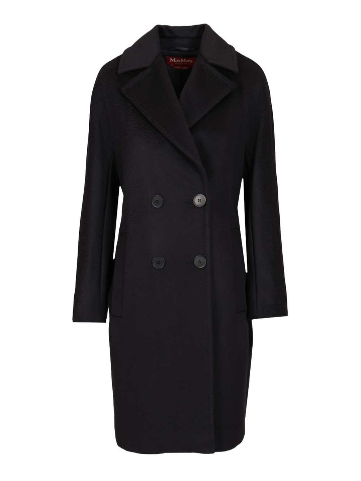 Max Mara Studio Double-Breasted Coat Coats - Blu | 7b21d015820111cafe21a199f05944abeb060c2b