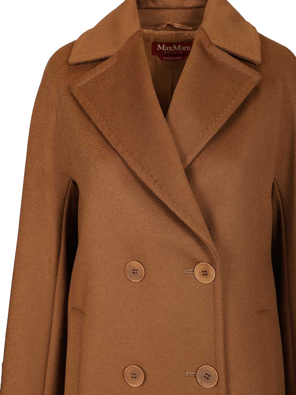 Max Mara Studio Double-Breasted Coat Coats - Marrone | 63e11e1ff00cd5bd4eb366c17476afe197d5f3dc