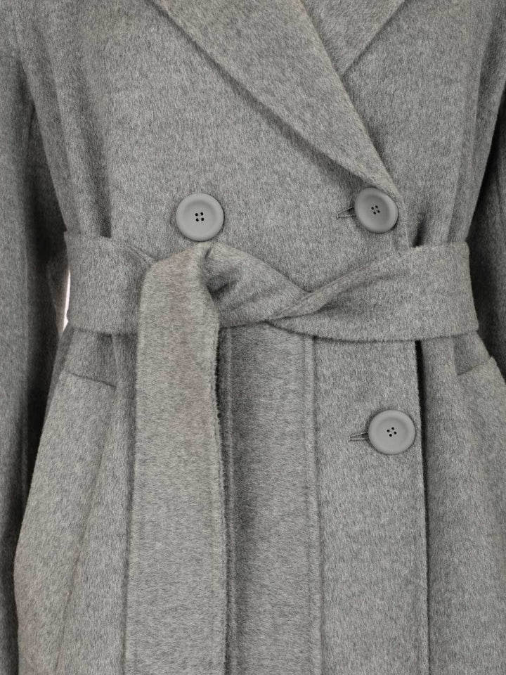 Max Mara Studio Double-Breasted Cashmere And Wool Coat Coats - Grey | 44465f25e64a5352cd35cbb39550c93a21ebc246