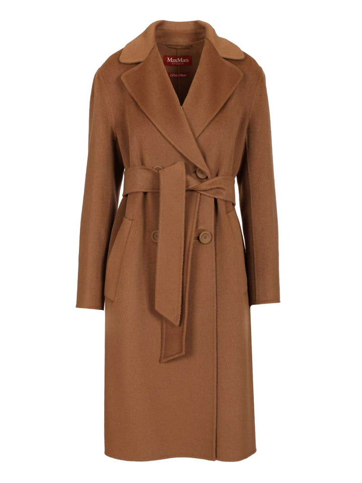 Max Mara Studio Double-Breasted Cashmere And Wool Coat Coats - Marrone | dadbb25436ef4a9477c4330e1189430a772753e8