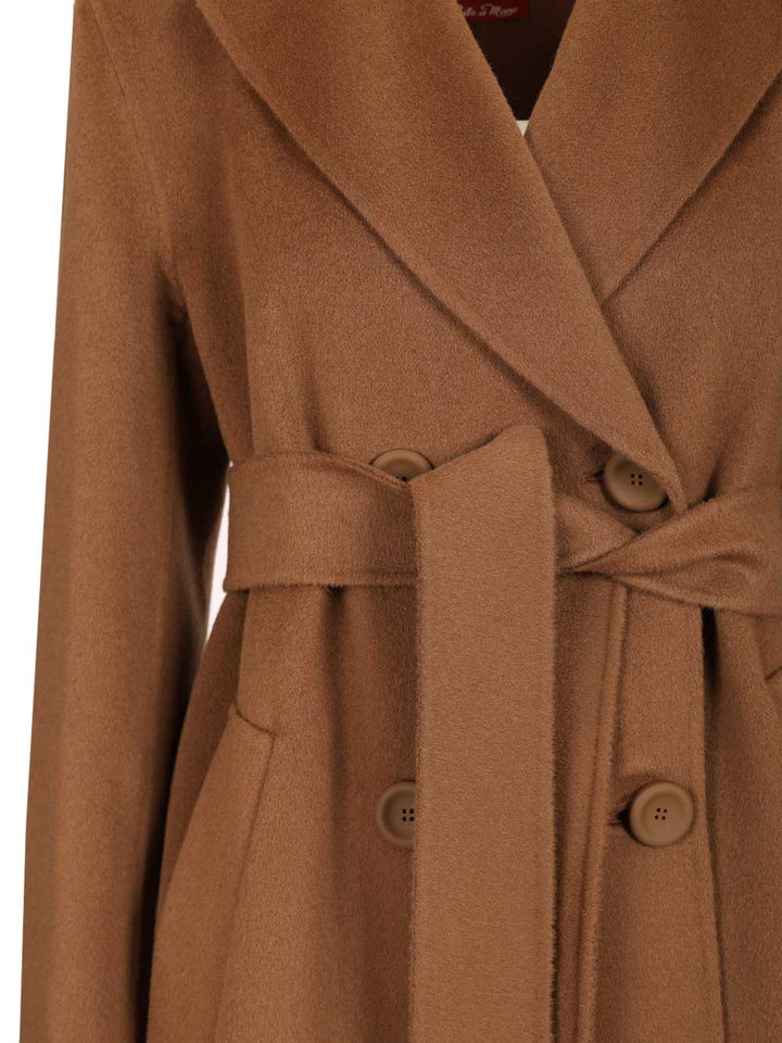 Max Mara Studio Double-Breasted Cashmere And Wool Coat Coats - Marrone | 497bd8a2b8b8476535bc97050663f2b10297e160