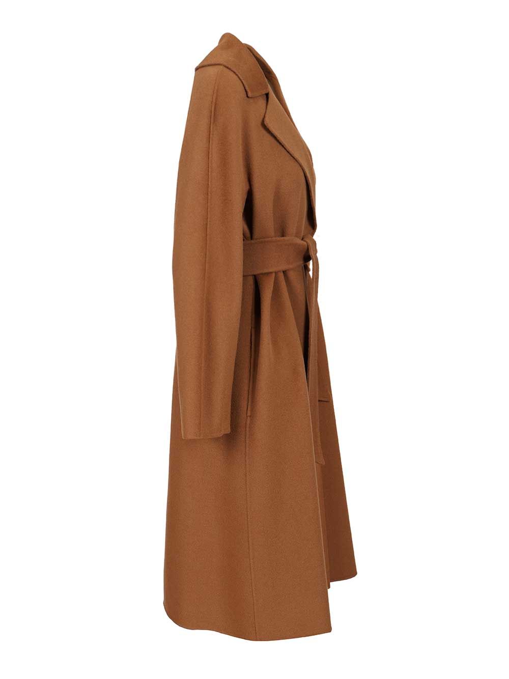Max Mara Studio Wool, Cashmere And Silk Coat Coats - Marrone | f0c6f8583535505b516c6af49bd484f0f48aa399
