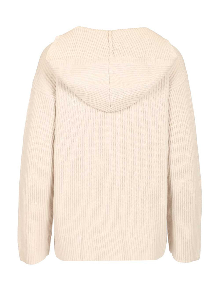'S Max Mara Ribbed Wool Sweatshirt Knitwear - Bianco | ef4b8adbd850335c2e8a2db8b32c22cd7c2907b3