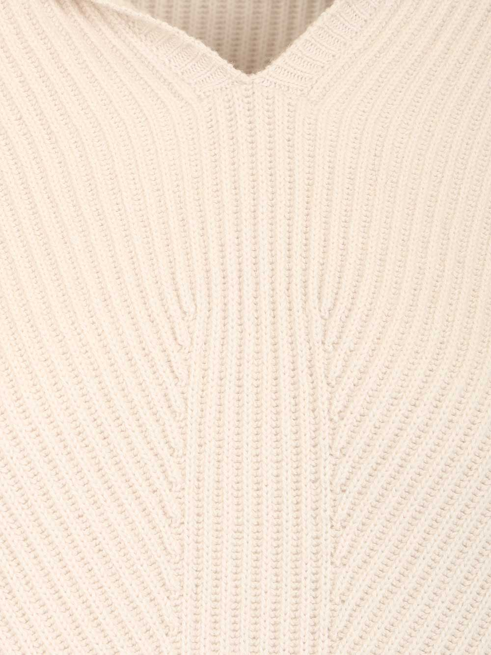 'S Max Mara Ribbed Wool Sweatshirt Knitwear - Bianco | e4e7ae06ed30ba43c2063ec52e2b858c47a216b4