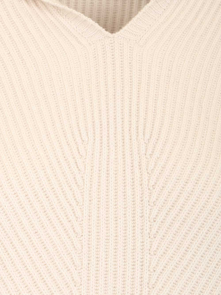 'S Max Mara Ribbed Wool Sweatshirt Knitwear - Bianco | e4e7ae06ed30ba43c2063ec52e2b858c47a216b4