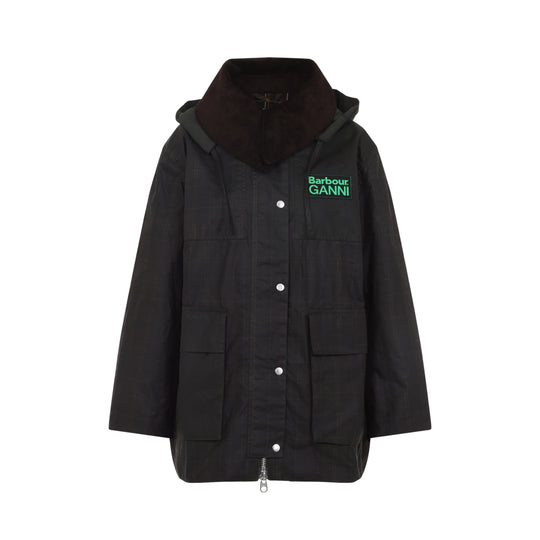 Green Hood Ttn Duffle Wax Cotton Jacket