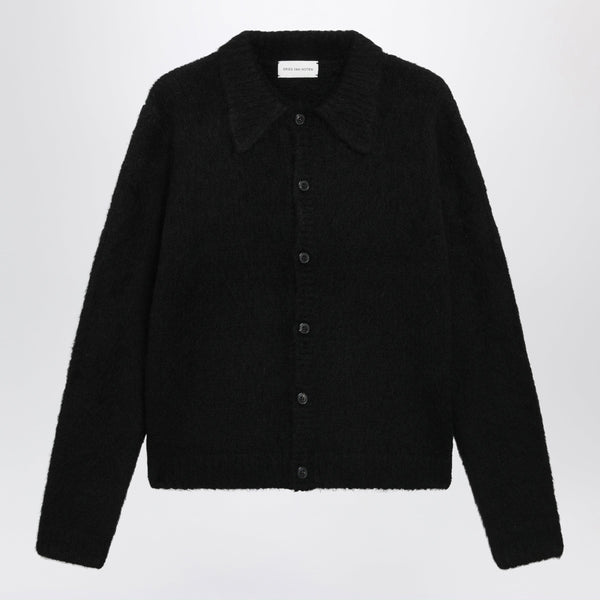 Cárdigan negro de mezcla de alpaca y manga larga