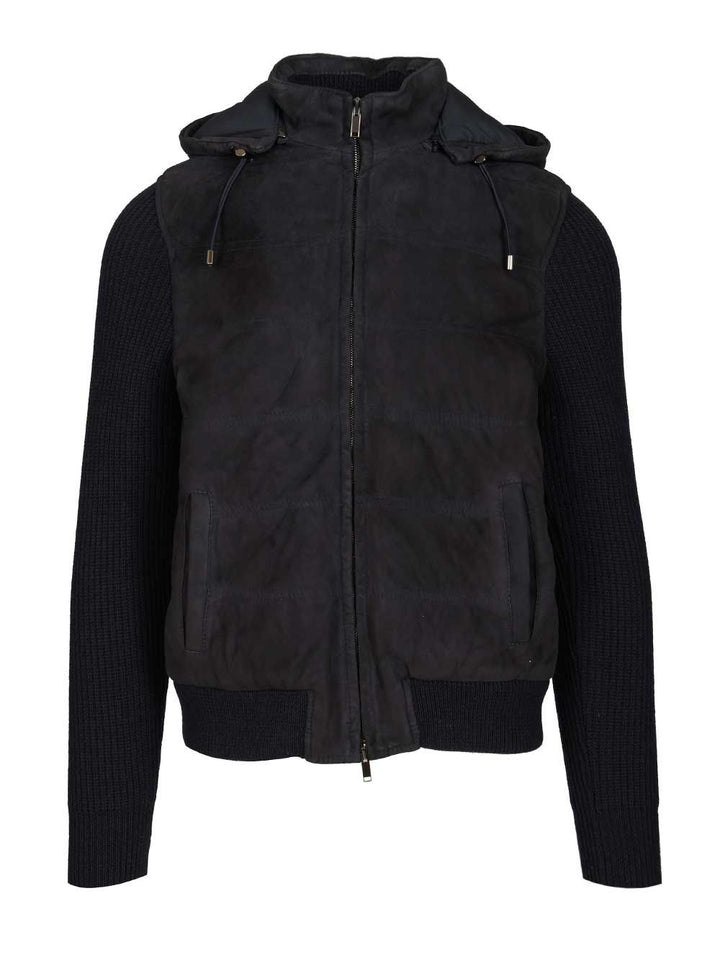 Al Duca D'Aosta Hooded Bomber Jacket In Wool And Suede Giacche - Blu | ea57c7fe787e8408d5a8a95637e164ef8c698e8b