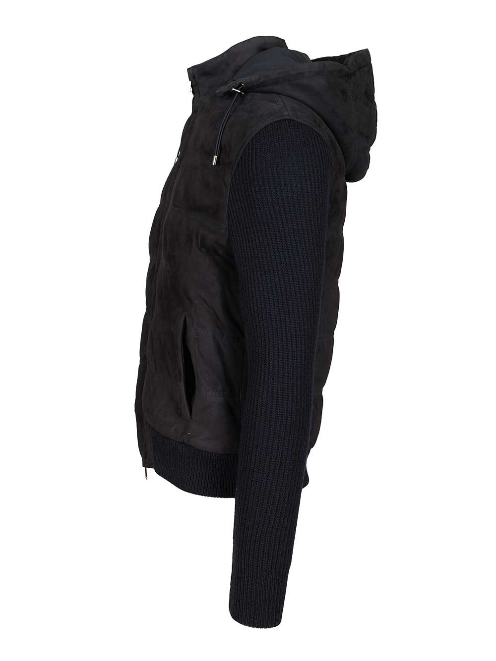 Al Duca D'Aosta Hooded Bomber Jacket In Wool And Suede Giacche - Blu | 91e26b46ebf98f1d9b24cdc6305891ffb5ab1ffd
