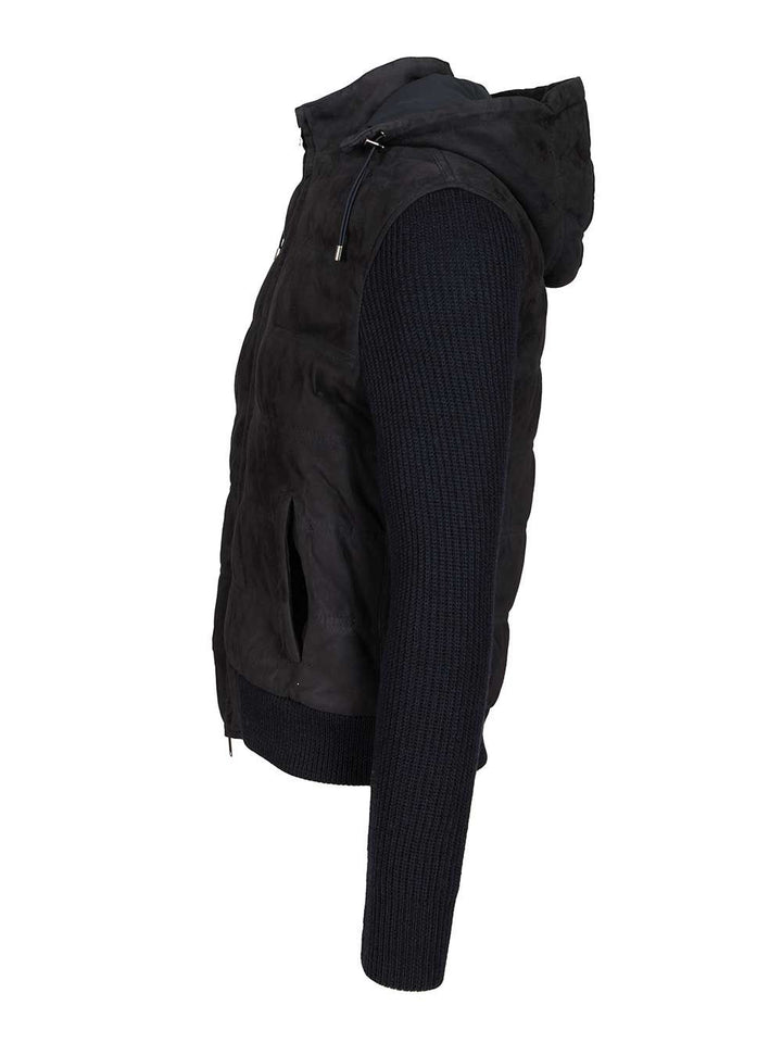 Al Duca D'Aosta Hooded Bomber Jacket In Wool And Suede Giacche - Blu | 91e26b46ebf98f1d9b24cdc6305891ffb5ab1ffd