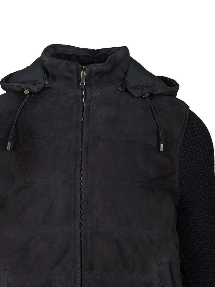 Al Duca D'Aosta Hooded Bomber Jacket In Wool And Suede Giacche - Blu | 5d9221f1c0d0567a0db4ddeadec9e3da1b566b86
