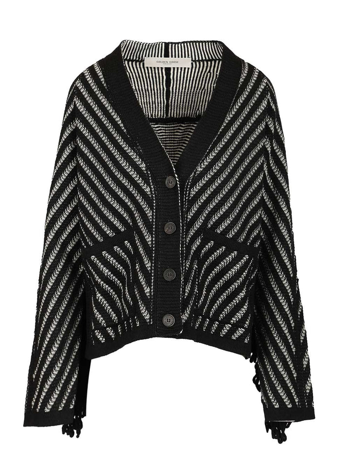 Golden Goose Deluxe Brand Cardigan With Fringes Knitwear - Nero | 6b0f68240b30c3d5b1c42f5536d69a05d89b3584