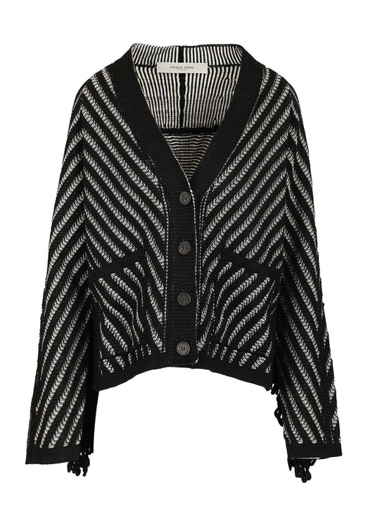 Cardigan With Fringes Knitwear Nero