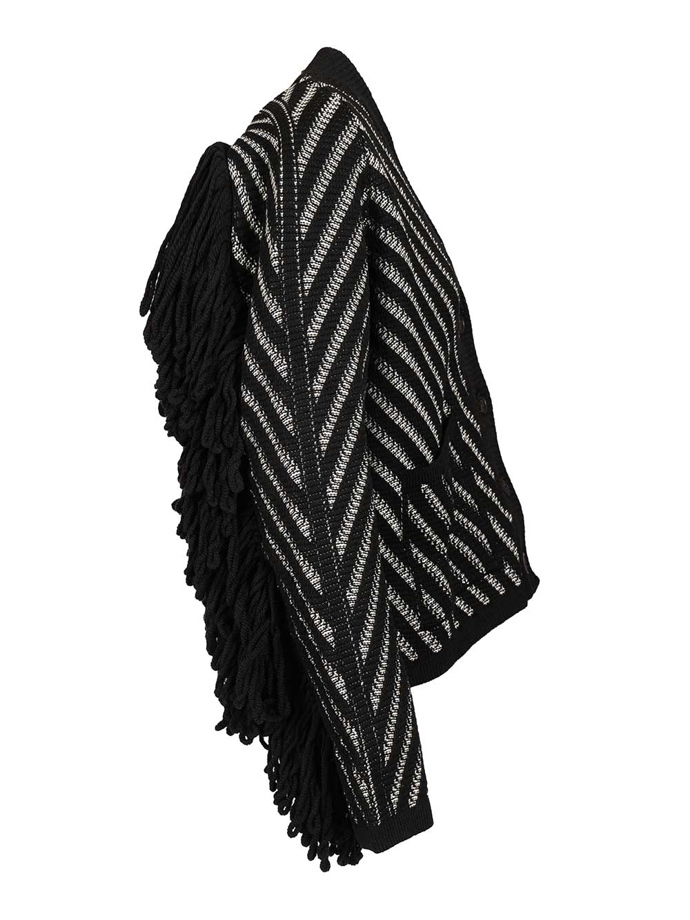 Golden Goose Deluxe Brand Cardigan With Fringes Knitwear - Nero | 498baeab7c3e6434516d88be2278d894985b23e5