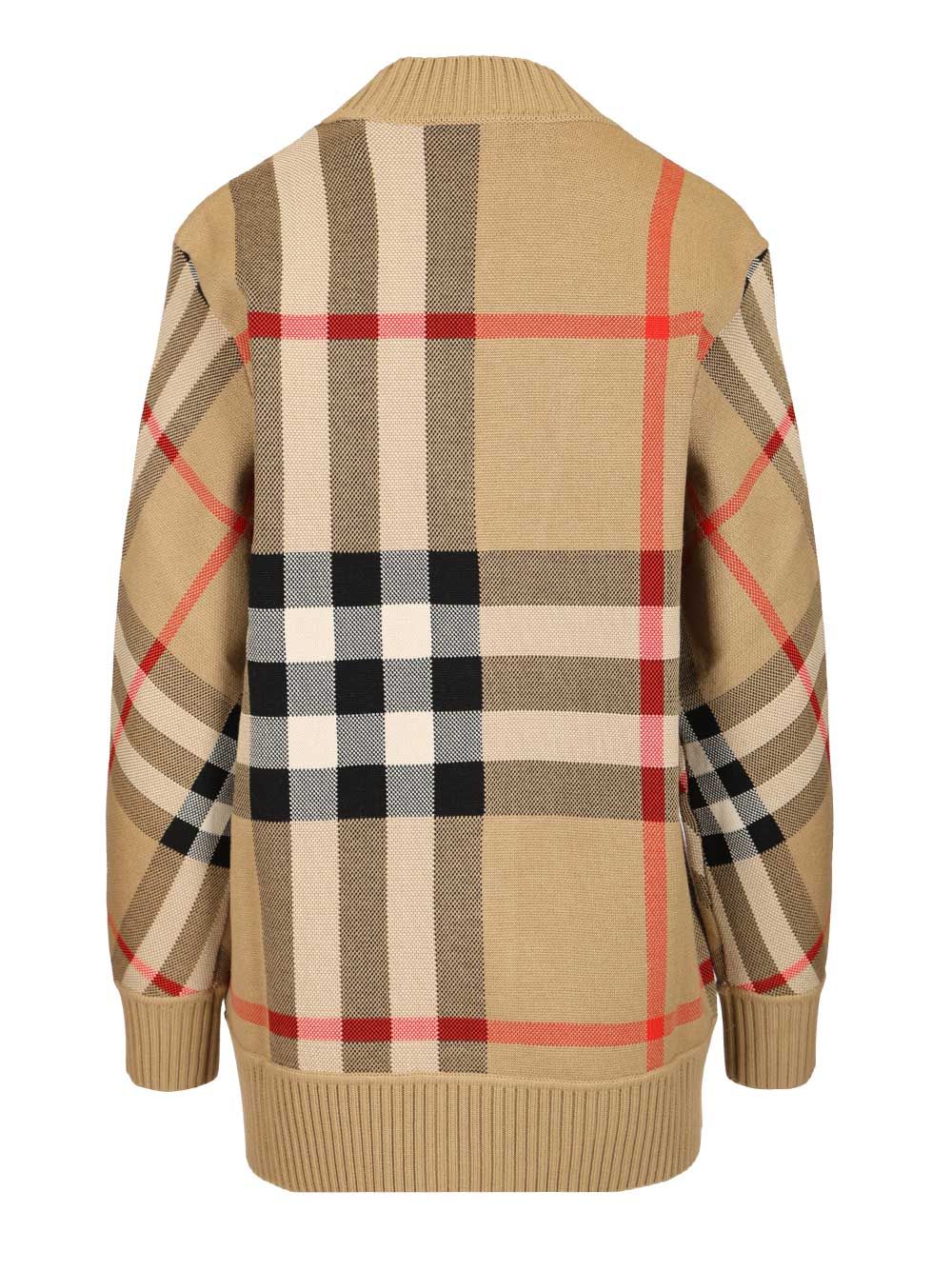 Burberry Check Wool Blend Cardigan Knitwear - Beige | 3162ad7765a61f5d08c147b144967de38c41156b