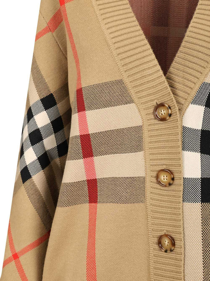 Burberry Check Wool Blend Cardigan Knitwear - Beige | f9859b701c769f78e966e779e1f361d3b70a8092