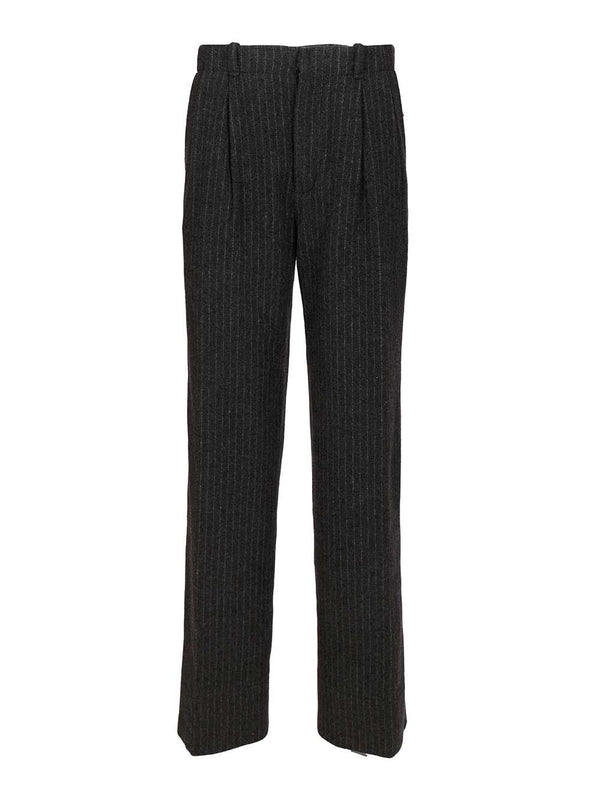 in Lana Gessata Pantaloni Grigio