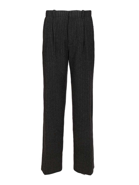 Pinstriped Wool Trousers Grey