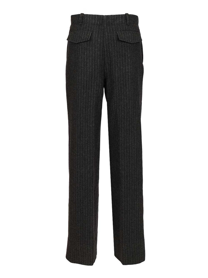 Durazzi Milano Pinstriped Wool Trousers - Grey | 48418a43040bb9d5a1c9935105db460128a1c434