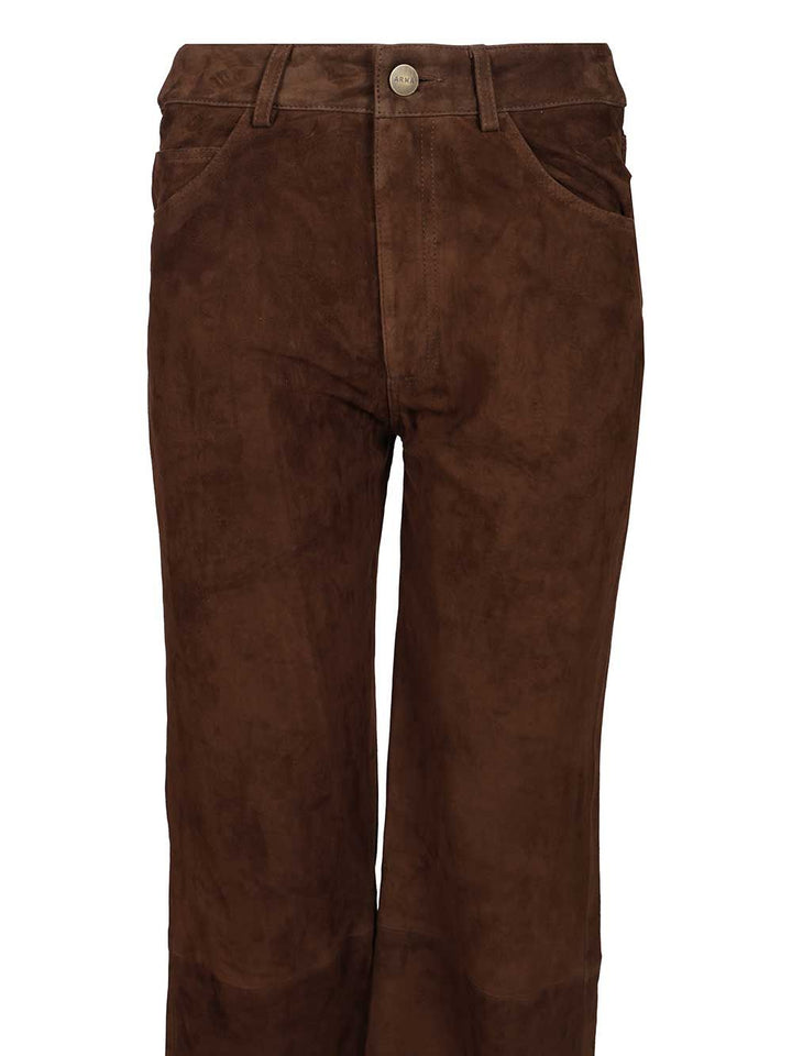 Arma Michela Suede Trousers - Marrone | 9a68275bccf4bbdb26baf5dde08bf827939882f2