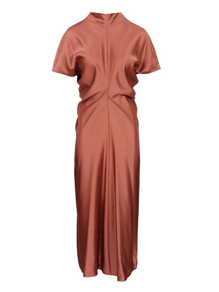 Federica Tosi Long Dress In Viscose Satin Abiti - Marrone | fb17827f2476a6a4d58ac8dc5ba729b6821a2dbb