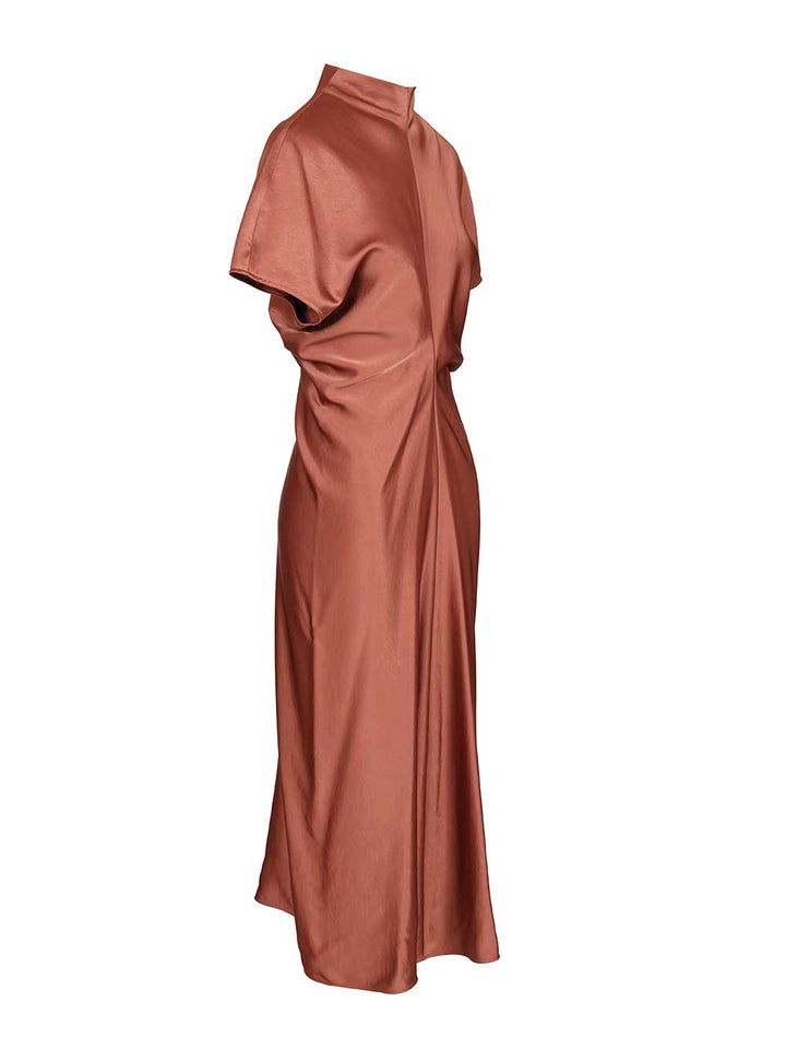Federica Tosi Long Dress In Viscose Satin Abiti - Marrone | 778004cf0364d9aa6dff8f8829578602441ebe31